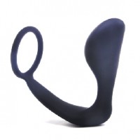 Anal Ass-Gasm Plug with Cockring Silicone Black